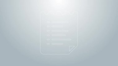 Mavi Hat Spor Eğitim Programı veya Gri arka planda izole edilmiş fitness planı simgesi. 4K Video hareketli grafik canlandırması