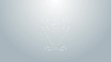 Mavi çizgi konumu Güney Kore simgesi gri arkaplanda izole edildi. 4K Video hareketli grafik canlandırması