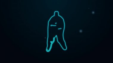 Parlayan neon hattı Ginseng kök simgesi siyah arkaplanda izole edildi. 4K Video hareketli grafik canlandırması