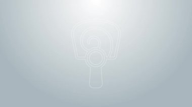 Mavi çizgi Kore el fan ikonu gri arka planda izole. 4K Video hareketli grafik canlandırması