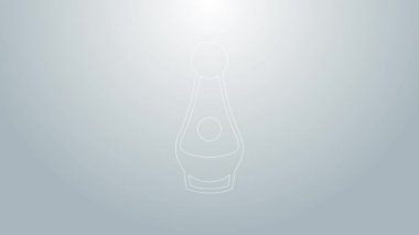 Mavi çizgi Soju şişe ikonu gri arkaplanda izole edildi. Kore pirinç votkası. 4K Video hareketli grafik canlandırması