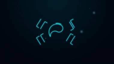 Parlayan neon hattı Güney Kore bayrağı simgesi siyah arkaplanda izole edildi. 4K Video hareketli grafik canlandırması