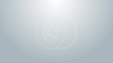 Mavi çizgi suşi simgesi gri arkaplanda izole edildi. Geleneksel Japon yemekleri. 4K Video hareketli grafik canlandırması