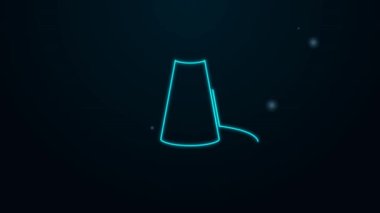 Parlayan neon çizgisi Geleneksel Kore şapka simgesi siyah arkaplanda izole edildi. 4K Video hareketli grafik canlandırması