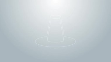 Mavi çizgi geleneksel Kore şapka simgesi gri arka planda izole edildi. 4K Video hareketli grafik canlandırması
