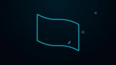 Parlayan neon hattı Güney Kore bayrağı simgesi siyah arkaplanda izole edildi. 4K Video hareketli grafik canlandırması