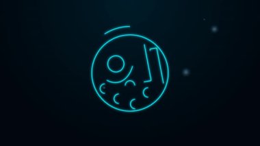 Siyah arka planda izole edilmiş erişte ikonuyla parlayan neon hattı Ramen çorbası kasesi. Bir kase geleneksel Asya erişte çorbası. 4K Video hareketli grafik canlandırması