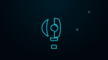 Parlayan neon hattı Kore kağıt fener ikonu siyah arka planda izole edildi. 4K Video hareketli grafik canlandırması