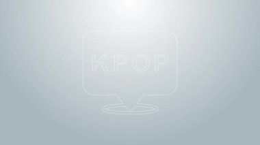 Mavi çizgi K-pop simgesi gri arkaplanda izole edildi. Kore popüler müzik tarzı. 4K Video hareketli grafik canlandırması