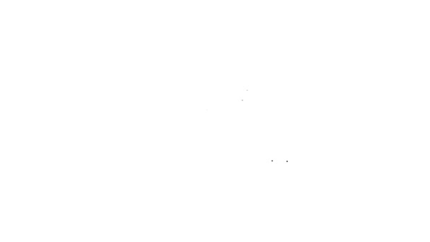 Linea nera Bilance da bagno icona isolata su sfondo bianco. Misura del peso Attrezzatura. Concetto di sport fitness in scala di peso. Animazione grafica 4K Video motion — Video Stock