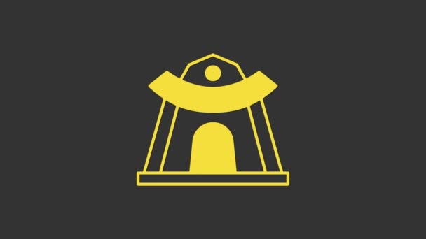 Yellow Traditional Korean temple building icon isolated on grey background. 4K Video motion graphic animation — Stock Video