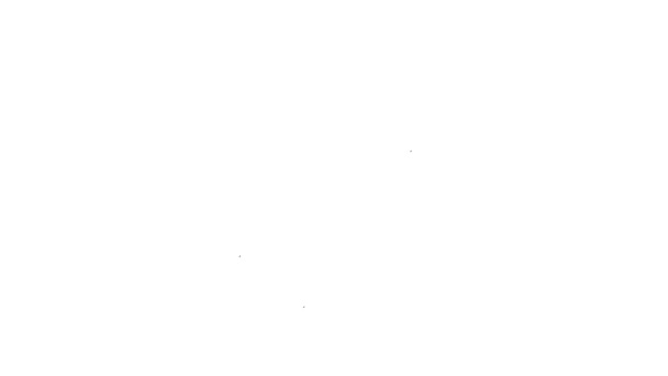 Černá čára Jídlo hůlky ikona izolované na bílém pozadí. Dřevěné korejské tyčinky na asijská jídla. Orientální náčiní. Grafická animace pohybu videa 4K — Stock video