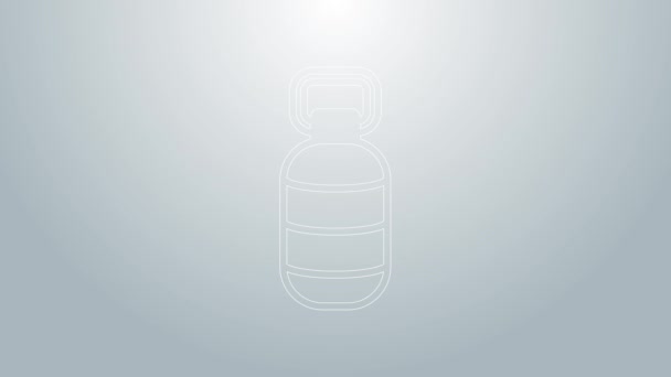 Ligne bleue icône lanterne en papier coréen isolé sur fond gris. Animation graphique de mouvement vidéo 4K — Video