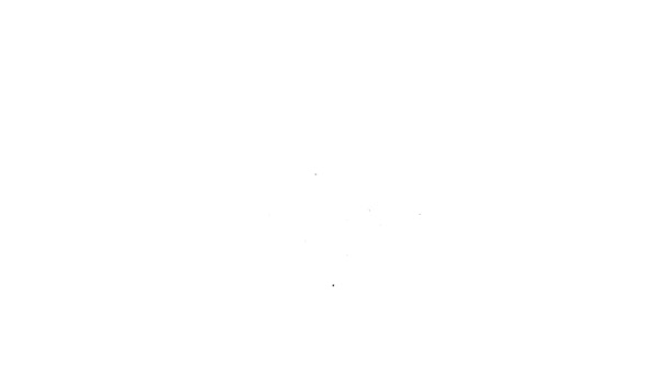Linea nera ciotola zuppa Ramen con icona tagliatelle isolato su sfondo bianco. Ciotola di tradizionale zuppa di tagliatelle asiatiche. Animazione grafica 4K Video motion — Video Stock
