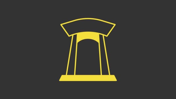 黄色的韩国传统大门图标孤立在灰色背景。4K视频运动图形动画 — 图库视频影像