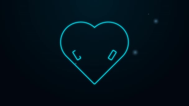 Linha de néon brilhante Love Korea emblema com coração no ícone da bandeira nacional isolado no fundo preto. Animação gráfica em movimento de vídeo 4K — Vídeo de Stock