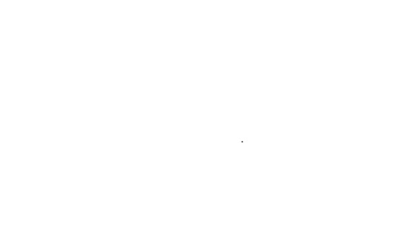 Icono de linterna de papel coreano de línea negra aislado sobre fondo blanco. Animación gráfica de vídeo 4K — Vídeos de Stock