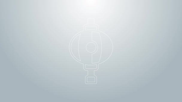 Ligne bleue icône lanterne en papier coréen isolé sur fond gris. Animation graphique de mouvement vidéo 4K — Video