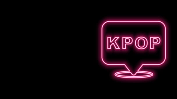 검은 배경에 고립된 K-pop 아이콘이 흐르는 네온 라인. 한국의 대중 음악 스타일. 4K 비디오 모션 그래픽 애니메이션 — 비디오