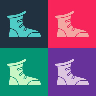 Pop Art Sport boks ayakkabısı ikonu renk arkaplanda izole edilmiş. Güreş ayakkabıları. Vektör