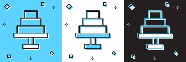 Définir icône Gâteau isolé sur fond bleu et blanc, noir. Joyeux anniversaire. Vecteur — Image vectorielle