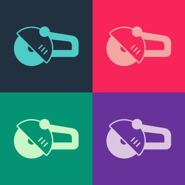 Pop Art Angle Öğütücü simgesi renk arkaplanında izole edildi. Vektör