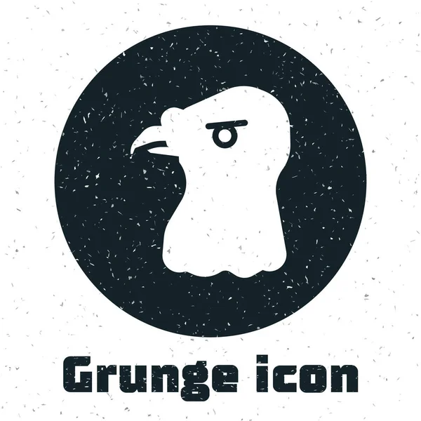 Icono de cabeza de águila grunge aislado sobre fondo blanco. Dibujo vintage monocromo. Vector — Vector de stock