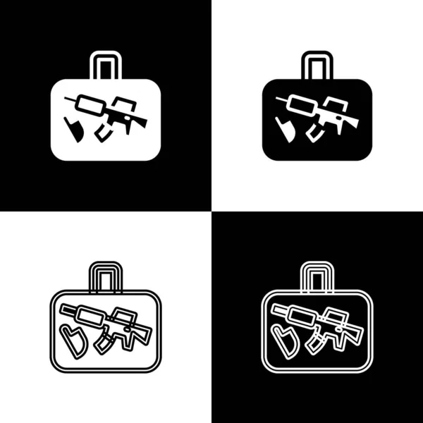 Set Maleta para icono de viaje aislado sobre fondo blanco y negro. Señal de equipaje de viaje. Icono de equipaje de viaje. Vector — Vector de stock