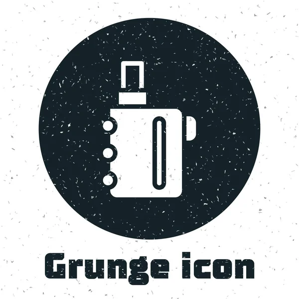 Grunge Electronic cigarette icon isolated on white background. Vape smoking tool. Vaporizer Device. Monochrome vintage drawing. Vector — Stock Vector