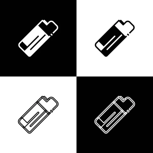 Set Lighter icon isolated on black and white background. Vector — Stock Vector