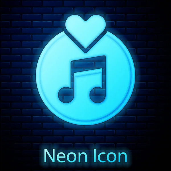 Icono de disco de vinilo de neón brillante aislado en el fondo de la pared de ladrillo. Vector — Vector de stock