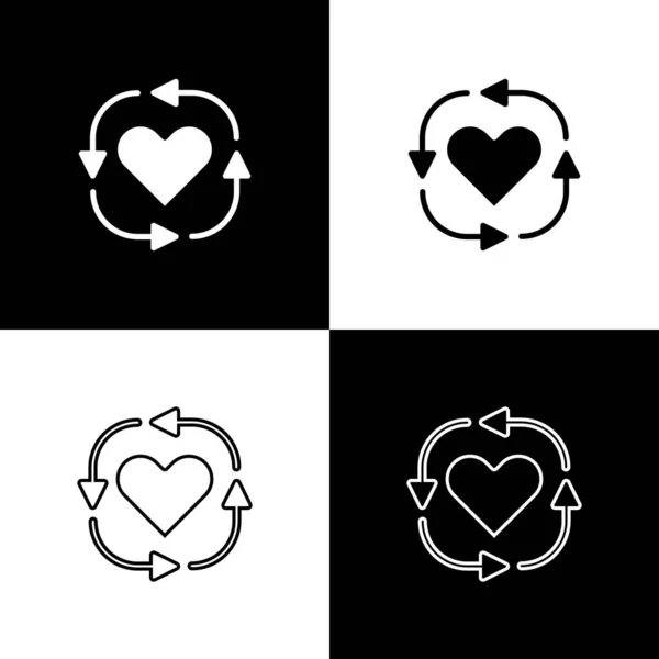 Set Icono de Voluntariado aislado sobre fondo blanco y negro. Vector — Archivo Imágenes Vectoriales