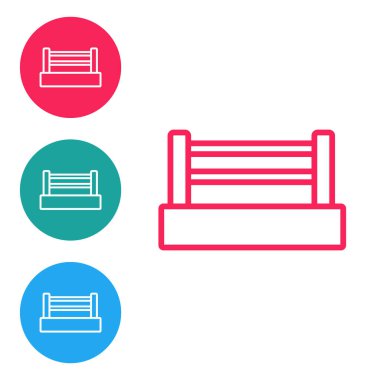 Kırmızı çizgi boks yüzüğü simgesi beyaz arkaplanda izole edildi. Simgeleri daire düğmelerine ayır. Vektör