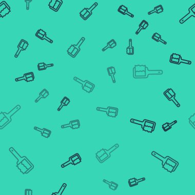 Siyah çizgi sauna fırçası ikonu yeşil arka planda izole edilmiş pürüzsüz desen. Banyoda yıkanmak için kaba kıllı ahşap bir fırça. Selülit önleyici masaj. Vektör