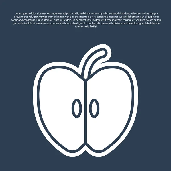 Blaue Linie Apple-Symbol isoliert auf blauem Hintergrund. Obst mit Blattsymbol. Vektor — Stockvektor
