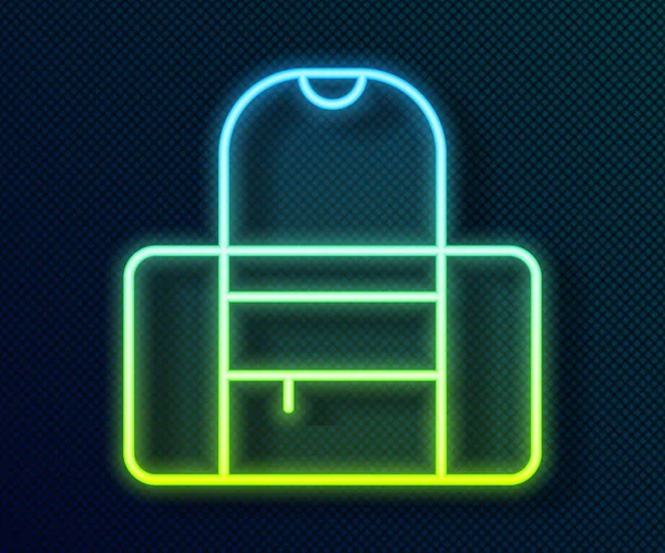 Gloeiende neon lijn Sport tas pictogram geïsoleerd op zwarte achtergrond. Vector — Stockvector