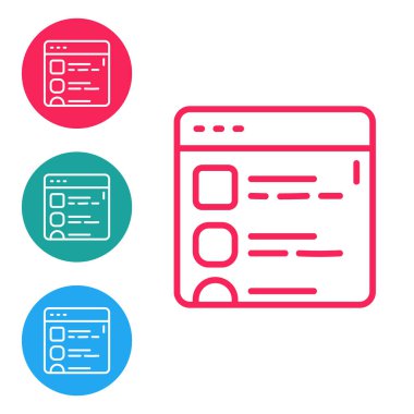 Kırmızı çizgi Tarayıcı dosya simgesi beyaz arkaplanda izole edildi. Simgeleri daire düğmelerine ayır. Vektör