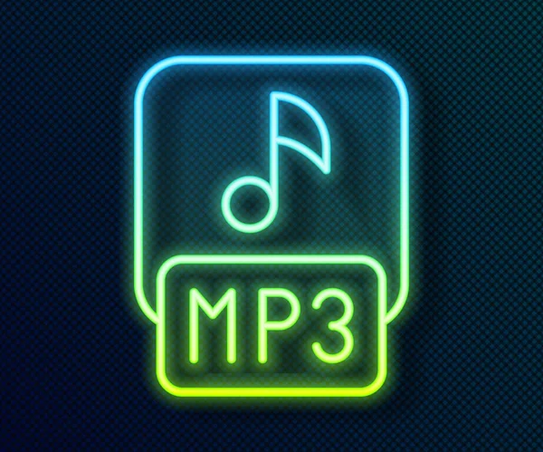Świecący neonowy dokument MP3. Pobierz ikonę przycisku mp3 izolowaną na czarnym tle. Znak formatu muzyki Mp3. Symbol pliku MP3. Wektor — Wektor stockowy