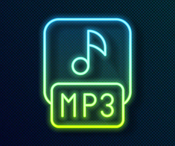 Lumineux néon ligne document de fichier MP3. Télécharger icône bouton mp3 isolé sur fond noir. Format de musique Mp3 signe. Symbole de fichier MP3. Vecteur — Image vectorielle