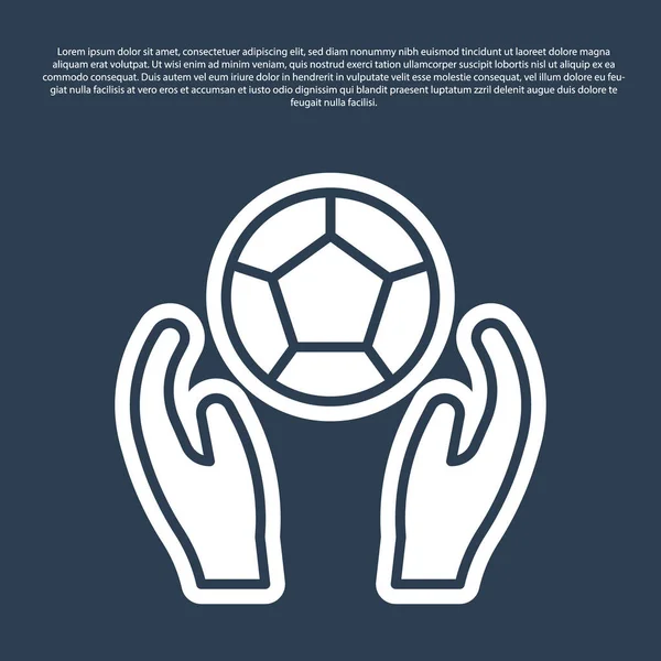블루 라인 축구볼 아이콘은 파란 배경에 분리되어 있다. 스포츠 장비. Vector — 스톡 벡터