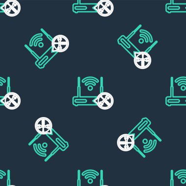 Tornavidalı kablosuz hat yönlendirici ve anahtar simgesi siyah arkaplanda izole edilmiş. Ayarlama, servis, ayar, bakım, onarım, onarım. Vektör