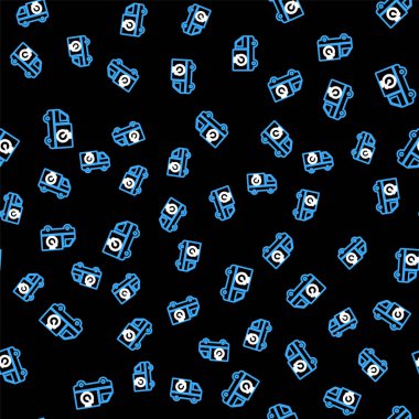 Hat Lojistik dağıtım kamyonu ve kronometre ikonu siyah arka planda izole edilmiş. Teslimat zamanı ikonu. Vektör