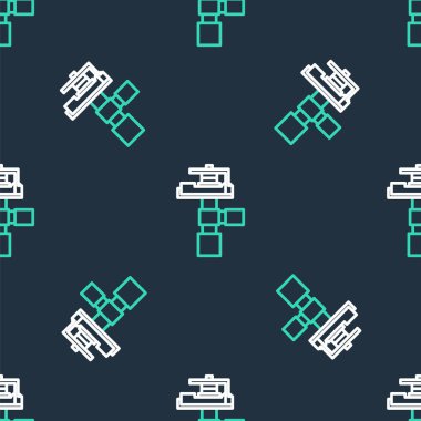 Çizgi Otomatik Sulama Sulama Simgesi siyah arkaplanda izole edilmiş pürüzsüz desen. Su ekipmanları. Bahçe elemanı. Sprey tabanca ikonu. Vektör