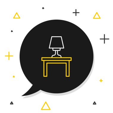 Masa simgesindeki çizgi lambası beyaz arkaplanda izole edildi. Renkli taslak konsepti. Vektör