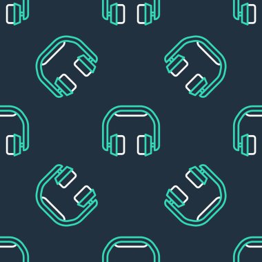 Hat Kulaklığı simgesi siyah arkaplanda izole edilmiş kusursuz desen. Kulaklıklar. Müzik, hizmet, iletişim ve operatör konsepti. Vektör