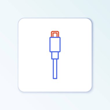 Beyaz arkaplanda USB hat kablosu simgesi izole edildi. PC ve mobil cihazlar için bağlantı ve soketler. Renkli taslak konsepti. Vektör