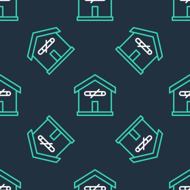 Ev ikonunda sigara içmek yasak. Siyah arka planda izole edilmiş pürüzsüz desen var. Sigara içme yasağı var. Vektör