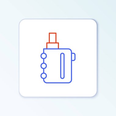 Elektronik çizgi sigara ikonu beyaz arkaplanda izole edildi. Tüttürme aleti. Buharlaştırıcı Cihaz. Renkli taslak konsepti. Vektör