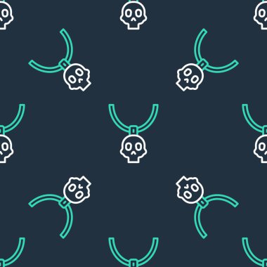 Çizgi gerdanlığı tılsımı simgesi siyah arkaplanda izole edilmiş kusursuz desen. Vektör