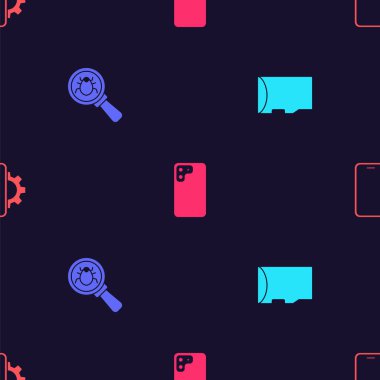 Mikro SD hafıza kartını, Sistem hatasını, Smartphone 'u ve telefon tamir servisini kusursuz bir şablona ayarla. Vektör